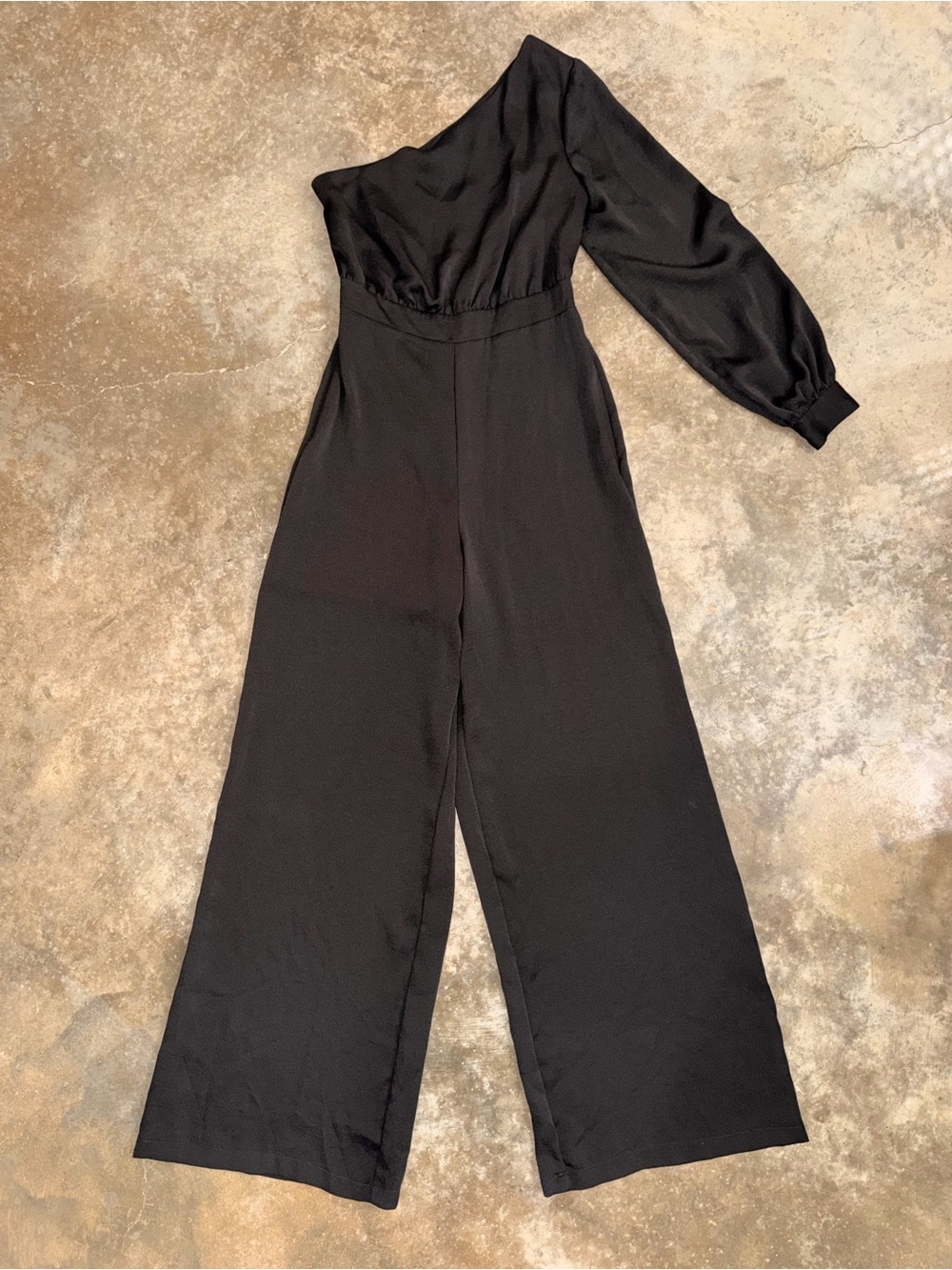 Express Black One Shoulder Wide Leg Jumpsuit Size 0 Cocktail Homecoming Wedding